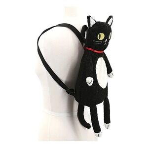 Spookyville Critters Plush Furry Black Cat Backpack Adjustable Straps
